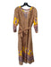 XiRENA Size M Yellow & Purple Cotton & Silk Floral Paisley V Neck Maxi Dress Yellow & Purple / M