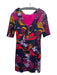 Trina Turk Size 6 Navy & Multi Rayon Blend Floral Wide Neck 1/2 sleeve Dress Navy & Multi / 6