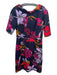 Trina Turk Size 6 Navy & Multi Rayon Blend Floral Wide Neck 1/2 sleeve Dress Navy & Multi / 6