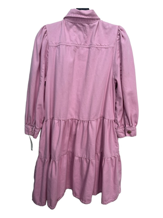 Essentiel Antwerp Size 38 Pink Cotton Denim Long Sleeve Tiered Above Knee Dress Pink / 38