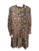 Essentiel Antwerp Size 36 Beige & Multi Viscose Polka Dots Cheetah Dress Beige & Multi / 36