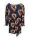 Rhode Size L Black, Red, Multi Cotton Heart Print Rouched V Neck Back Zip Dress Black, Red, Multi / L