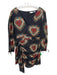 Rhode Size L Black, Red, Multi Cotton Heart Print Rouched V Neck Back Zip Dress Black, Red, Multi / L