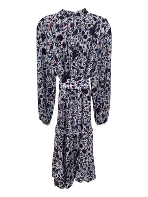 Marie Oliver Size S Blue, Purple, Red Silk Ruffle Details Floral Print Dress Blue, Purple, Red / S