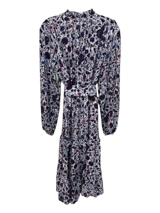 Marie Oliver Size S Blue, Purple, Red Silk Ruffle Details Floral Print Dress Blue, Purple, Red / S
