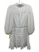 Alice + Olivia Size 4 White Polyester Paisley Eyelet 3/4 Balloon Sleeve Dress White / 4