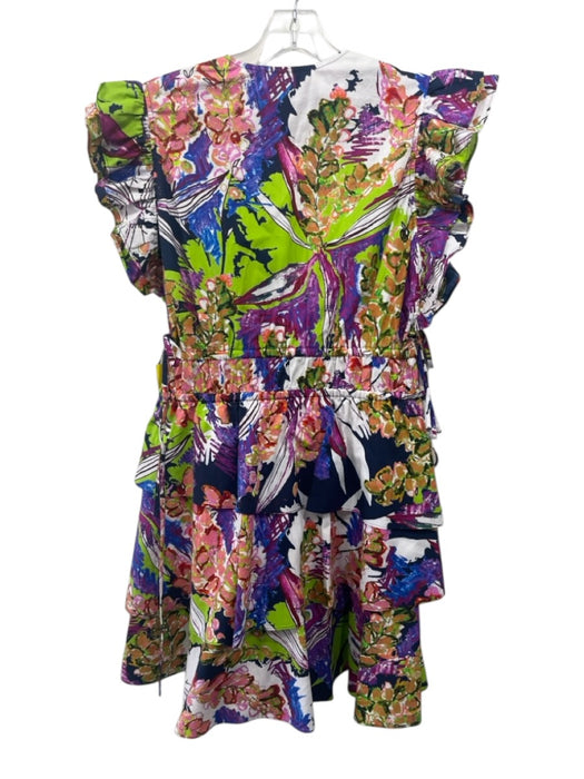 Marie Oliver Size S Purple & Multi Cotton Cap Sleeve Abstract Floral Dress Purple & Multi / S