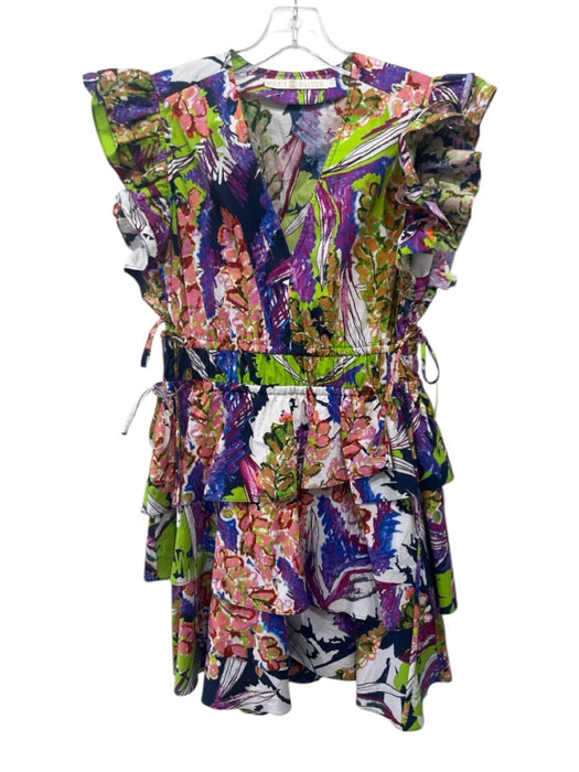 Marie Oliver Size S Purple & Multi Cotton Cap Sleeve Abstract Floral Dress Purple & Multi / S