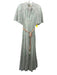 Mes Demoiselles Size 36 Mint Green & Brown Cotton Paisley V Neck Belted Dress Mint Green & Brown / 36
