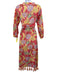 Rhode Resort Size M Red & Multi Cotton Floral Paisley 3/4 Sleeve Tassel Hem Robe Red & Multi / M
