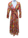 Rhode Resort Size M Red & Multi Cotton Floral Paisley 3/4 Sleeve Tassel Hem Robe Red & Multi / M
