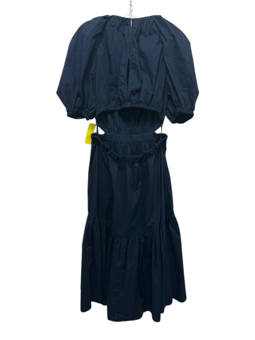 Ulla Johnson Size 6 Navy Blue Cotton Short Puff Sleeve Cutout Back Dress Navy Blue / 6