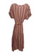XiRENA Size M Beige & Multi Cotton Striped Round Split Neck Drop Shoulder Dress Beige & Multi / M