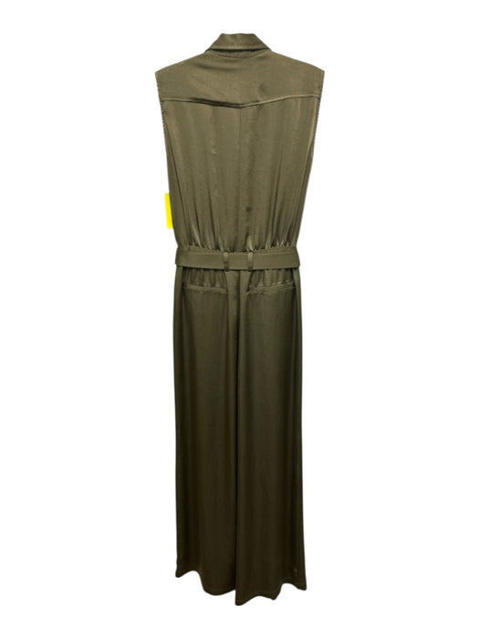Ramy Brook Size 6 Army Green Polyester Satin Sleeveless Utility Jumpsuit Army Green / 6