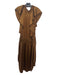 Ramy Brook Size L Brown Polyester Smocked Elastic Waist V Neck Dress Brown / L