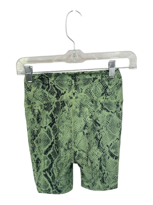 Alo Size XS Green & Black Snake Skin Nylon & Spandex Biker Athletic Shorts Green & Black / XS