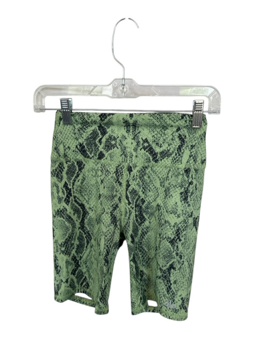 Alo Size XS Green & Black Snake Skin Nylon & Spandex Biker Athletic Shorts Green & Black / XS
