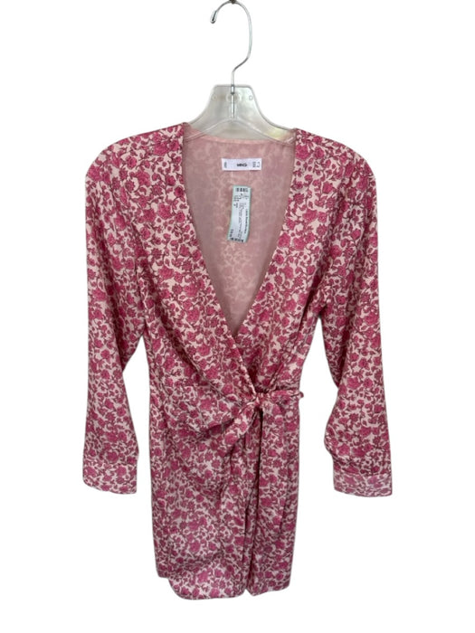 MNG Size 2 Pink Polyester Long Sleeve Mini Wrap Floral Dress Pink / 2