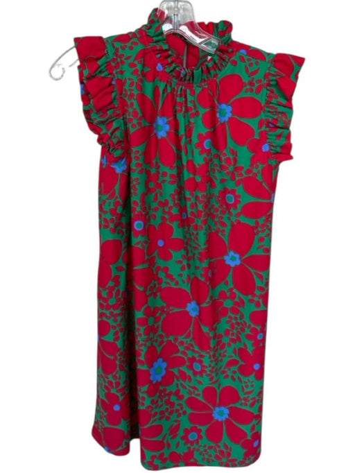Jude Connally Size S Red & green Nylon Floral Mini Ruffle Accent Dress Red & green / S