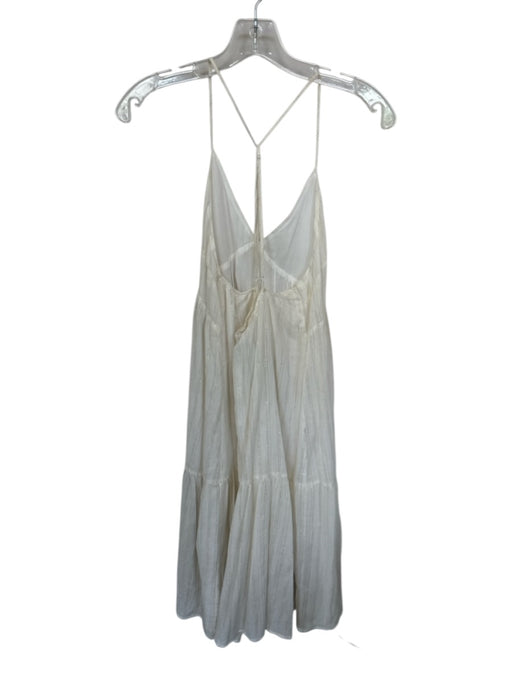 Molly Bracken Size XS White Cotton Metallic Accent V Neck Cross Back Dress White / XS