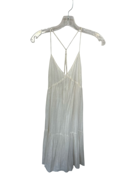 Molly Bracken Size XS White Cotton Metallic Accent V Neck Cross Back Dress White / XS