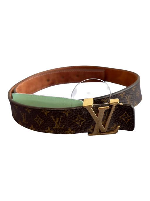Louis Vuitton Brown Leather Logo Pattern Gold Hardware Belts Brown / 75/30