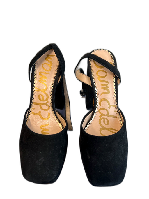 Sam Edelman Shoe Size 7.5 Black Suede Platform Square Toe Ankle Wrap Shoes Black / 7.5
