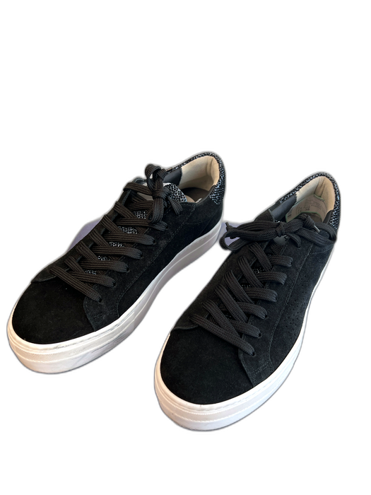 P448 Shoe Size 38 Black Suede Low Top lace up Platform Sneaker Shoes Black / 38