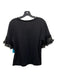 Alexis Size L Black Cotton & Modal Short Sleeve Round Neck Mesh Trim T Shirt Top Black / L