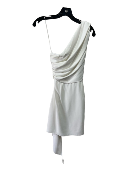 Amanda Uprichard Size S White Polyester One Shoulder Gathered Belted Mini Dress White / S