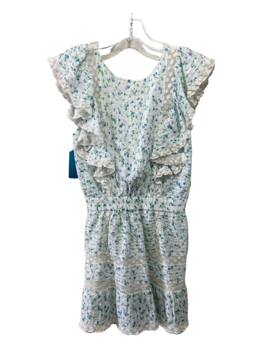 Loveshackfancy Size S White, Green, Blue Cotton Floral Ruffle Dress White, Green, Blue / S