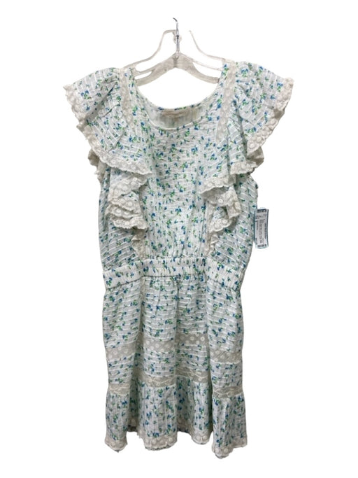 Loveshackfancy Size S White, Green, Blue Cotton Floral Ruffle Dress White, Green, Blue / S