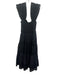 Sea New York Size M Black Cotton Eyelet Lace Zip Front Ruffle Straps Midi Dress Black / M