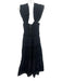 Sea New York Size M Black Cotton Eyelet Lace Zip Front Ruffle Straps Midi Dress Black / M