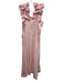 Fanm Mon Size L Pink Linen Embroidered Flowers Ruffle Straps Midi Dress Pink / L