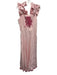 Fanm Mon Size L Pink Linen Embroidered Flowers Ruffle Straps Midi Dress Pink / L