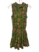Anna Cate Size XS Green, Pink, Beige Cotton Shirred Waist Ruffle Trim Mini Dress Green, Pink, Beige / XS