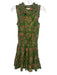 Anna Cate Size XS Green, Pink, Beige Cotton Shirred Waist Ruffle Trim Mini Dress Green, Pink, Beige / XS