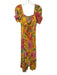Farm Rio Size XS Yellow, Pink, Green Viscose Beaded Tassel tropical floral Dress Yellow, Pink, Green / XS