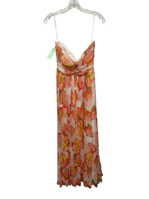 Katie May Size M Orange, Yellow, White Polyester Gathered Floral Cut Out Dress Orange, Yellow, White / M