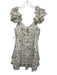 Alice + Olivia Size 6 Cream, Green, Multi Polyester Eyelet Floral Shirred Dress Cream, Green, Multi / 6