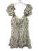 Alice + Olivia Size 6 Cream, Green, Multi Polyester Eyelet Floral Shirred Dress Cream, Green, Multi / 6