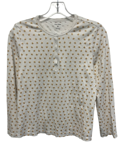 Roller Rabbit Size S White & Gold Pima Cotton stars Long Sleeve Henley Top White & Gold / S