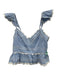 Sofie the Label Size M Blue & White Cotton Back Zip Ruffle Straps ric rac Top Blue & White / M