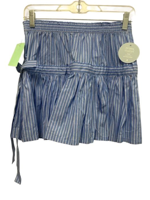Hill House Size XS Blue & White Cotton Side Button Stripe Bow Above Knee Skirt Blue & White / XS