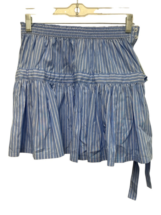 Hill House Size XS Blue & White Cotton Side Button Stripe Bow Above Knee Skirt Blue & White / XS
