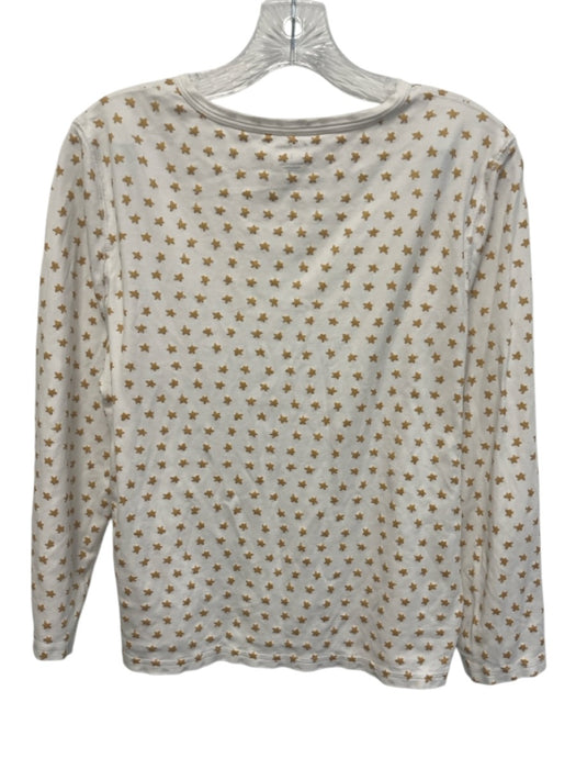 Roller Rabbit Size L White & Gold Pima Cotton stars Long Sleeve Henley Pant Set White & Gold / L