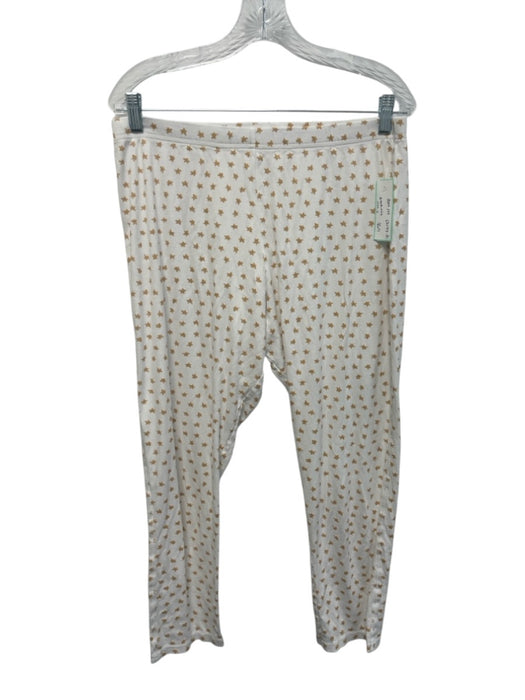Roller Rabbit Size L White & Gold Pima Cotton stars Long Sleeve Henley Pant Set White & Gold / L