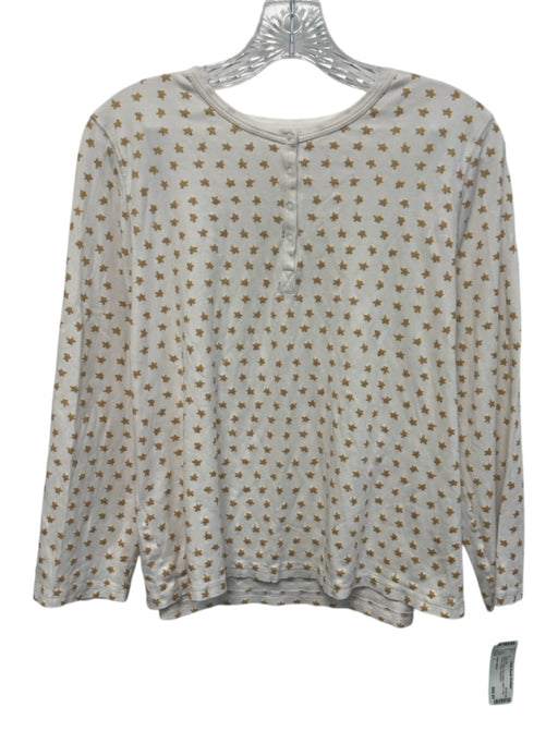 Roller Rabbit Size L White & Gold Pima Cotton stars Long Sleeve Henley Pant Set White & Gold / L