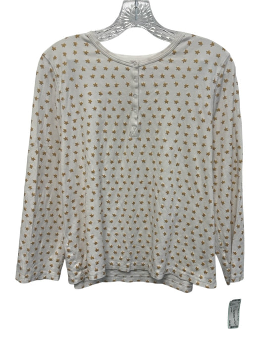 Roller Rabbit Size L White & Gold Pima Cotton stars Long Sleeve Henley Pant Set White & Gold / L